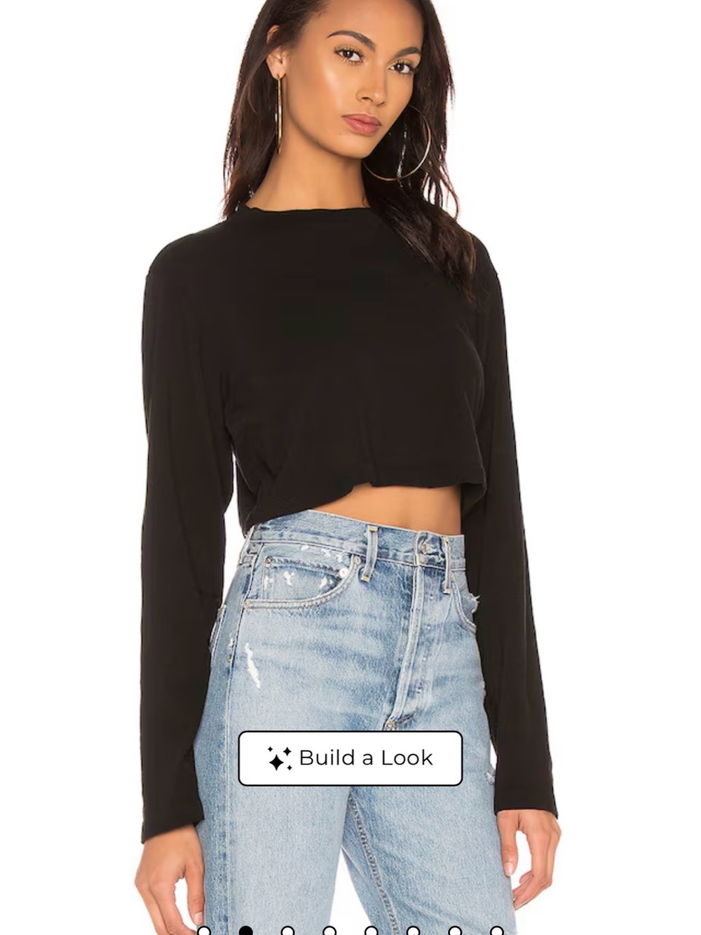 Cotton Citizen Black Cropped Long-Sleeve Top
